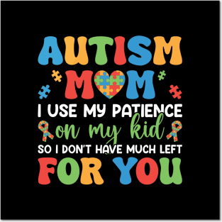 Autism Mom Funny Quote - Patience Used on My Kid Posters and Art